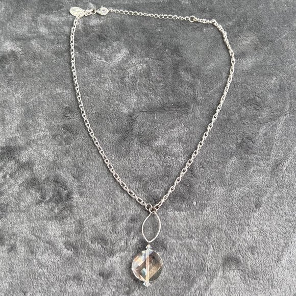 Eric Andrew Collection Crystal Pendant Necklace Silver Tone Chain 21 in Sparkles - Picture 5 of 8